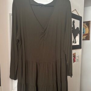 Elegant Olive Green Long Sleeve Dress